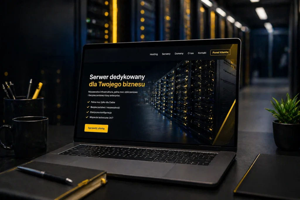 serwer dedykowany laptop reklama zolty 2